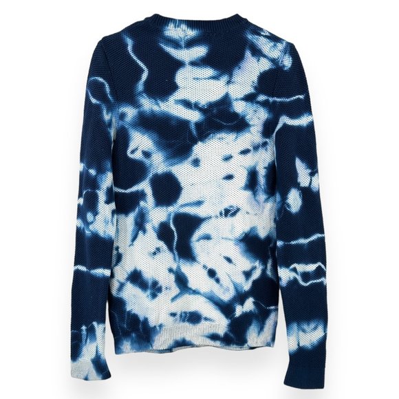 Topman Blue & White Tie Dye Knit Cotton Crewneck Sweater sz S - Picture 2 of 6
